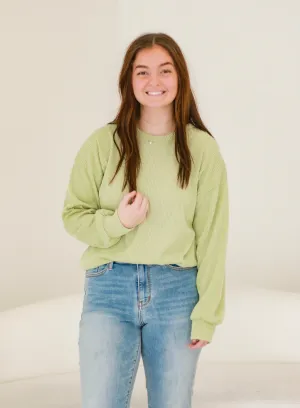 Never Over You Ribbed Top in Sage