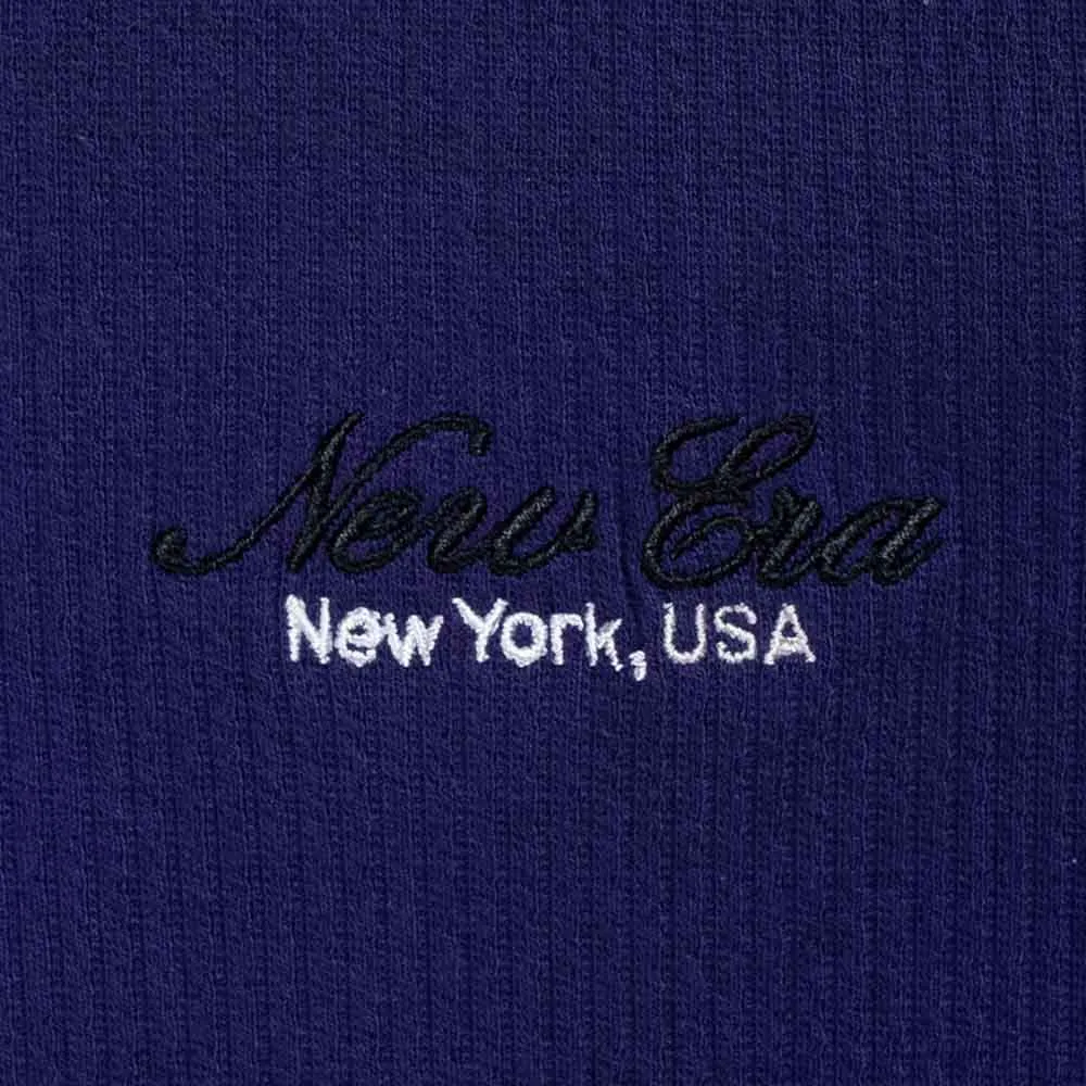New Era Basic Black Logo Script Purple Women Crop Top Rib T-Shirt