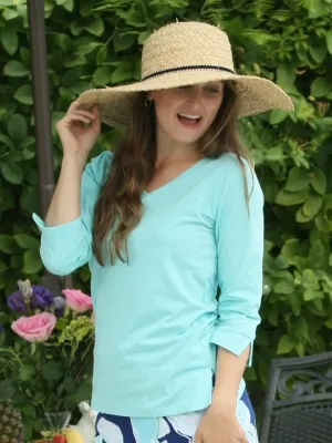 Nicole V-Neck Top Aqua