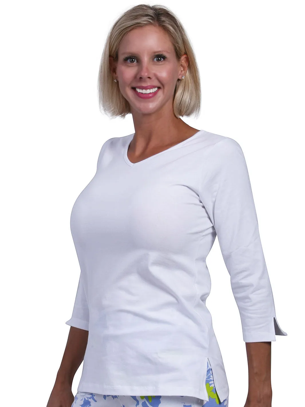 Nicole V-Neck Top Aqua