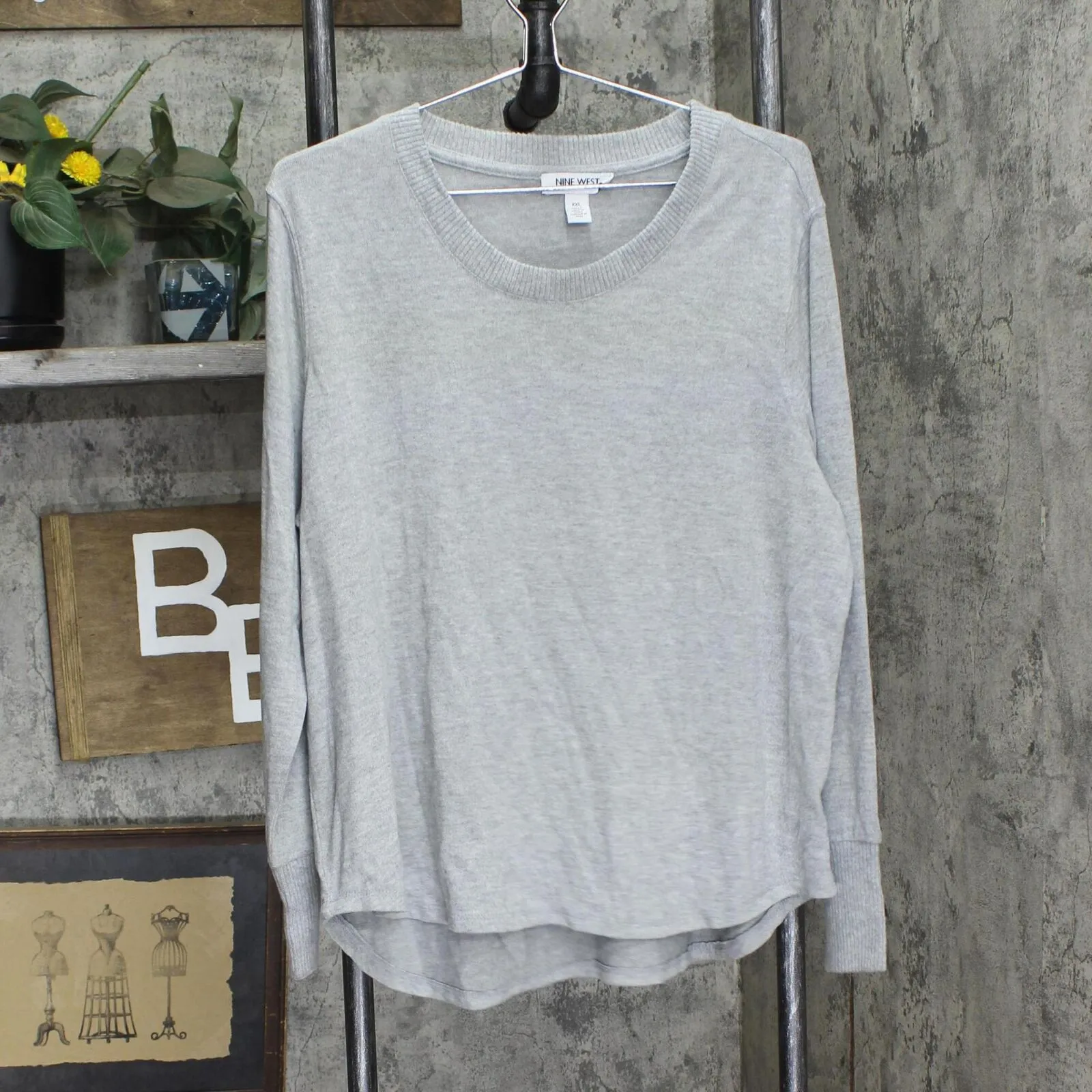 Nine West Women's Long Sleeve Soft Top 16792efc4f0677 Heather Gray 2XL