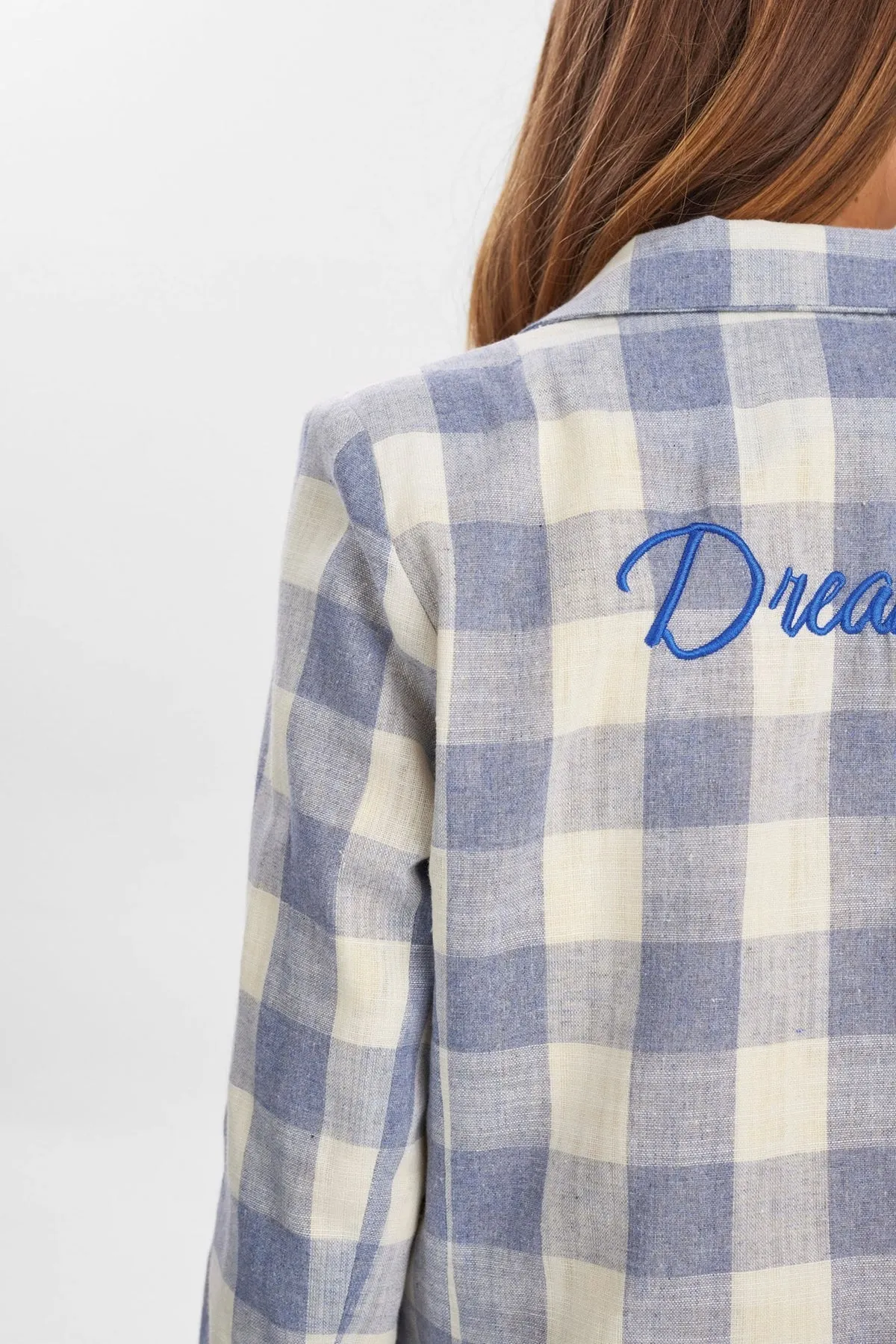 Numph Nuhonor Blue Check Print Blazer