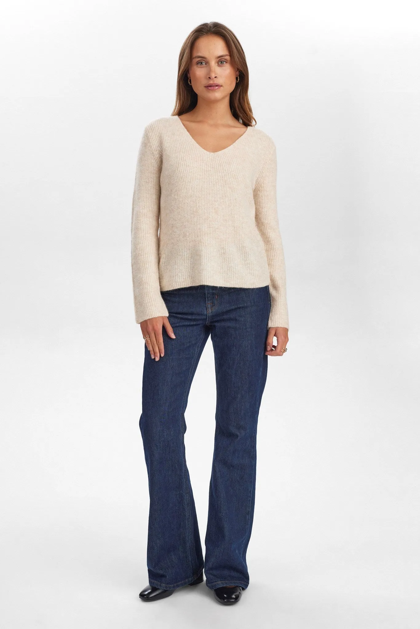 NURIETTE RIB V-NECK PULLOVER - Sun Kiss