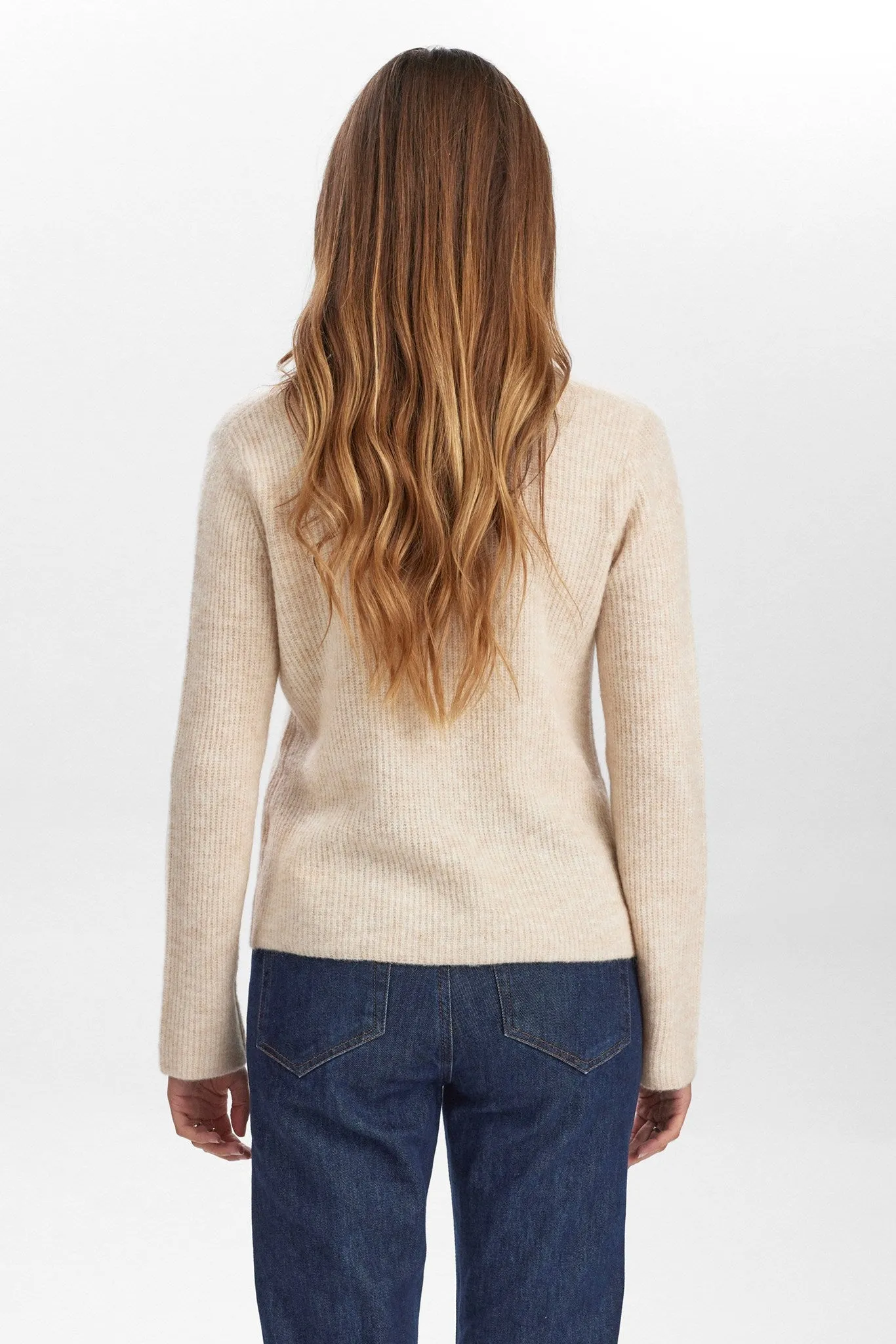 NURIETTE RIB V-NECK PULLOVER - Sun Kiss