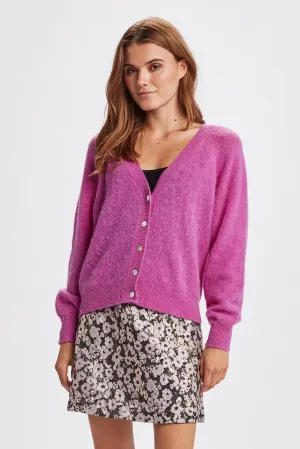 NURIETTE V-NECK CARDIGAN - Vibrant Orchid
