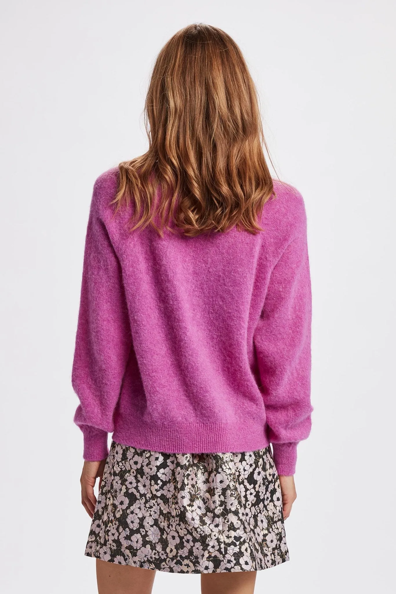 NURIETTE V-NECK CARDIGAN - Vibrant Orchid