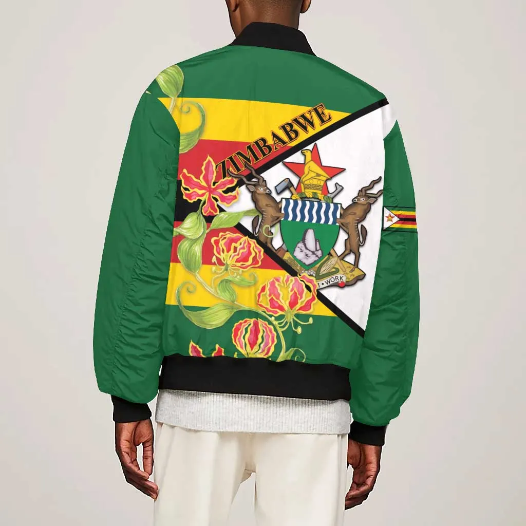 Nyika yeZimbabwe Bomber Jacket Happy Independence Day - Flame Lily Flowers LT14