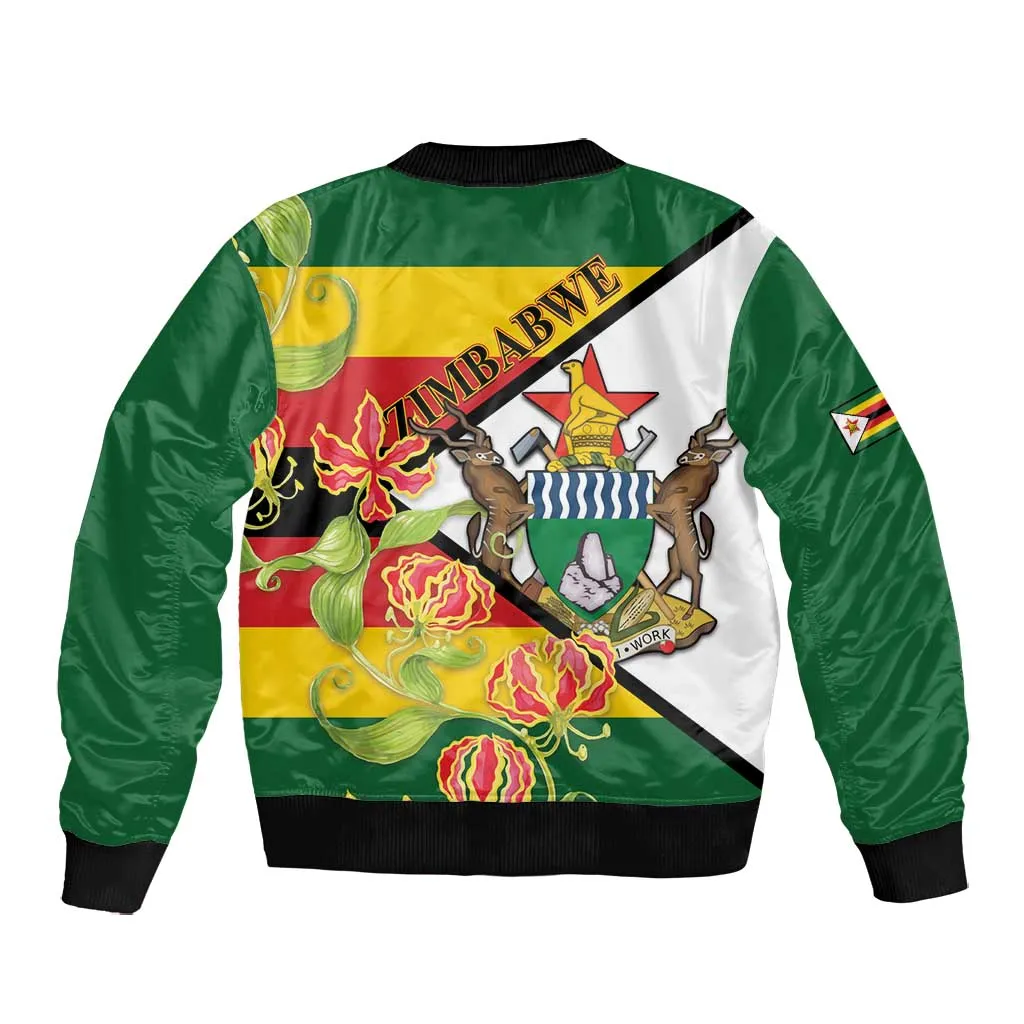 Nyika yeZimbabwe Bomber Jacket Happy Independence Day - Flame Lily Flowers LT14
