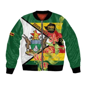 Nyika yeZimbabwe Bomber Jacket Happy Independence Day - Flame Lily Flowers LT14