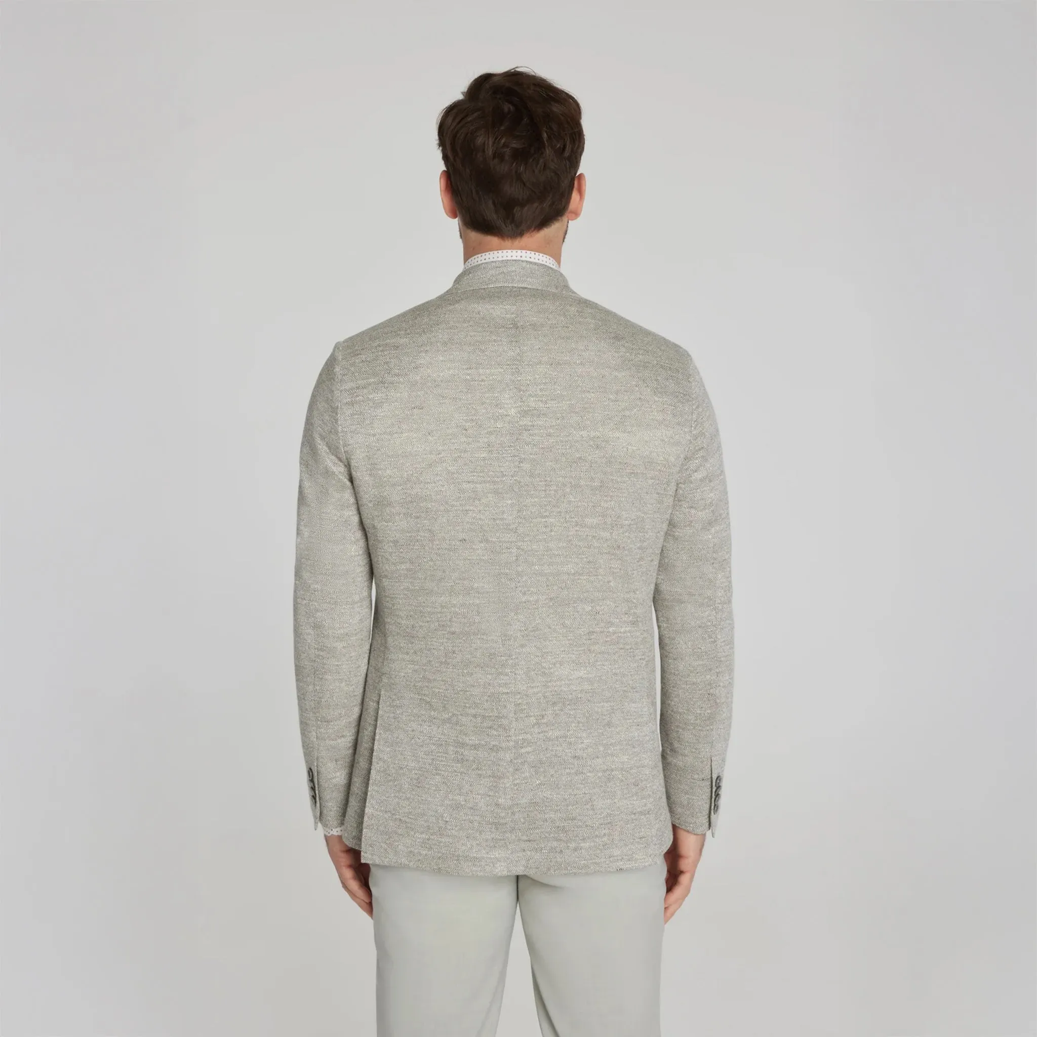 Oatmeal Mouliné Hampton Contemporary Fit Linen Knit Sport Jacket - Jack Victor