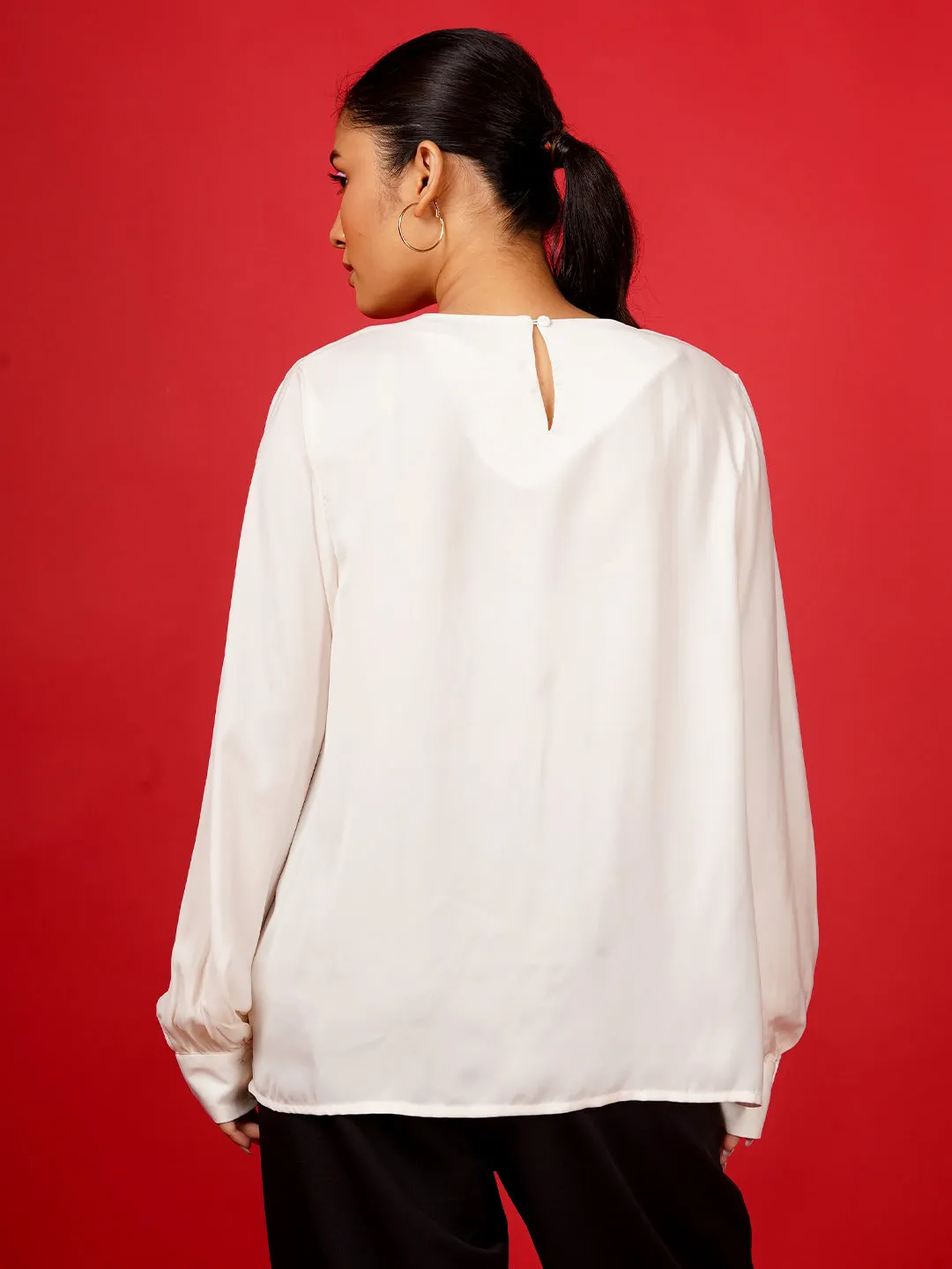 Off White Plain Basic Top