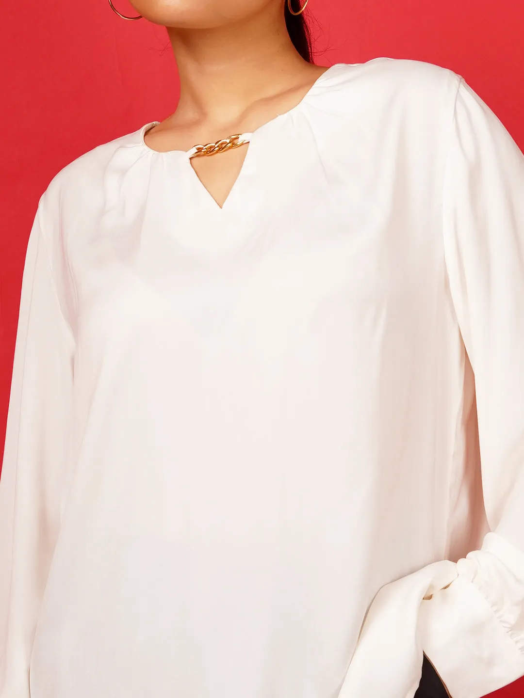 Off White Plain Basic Top