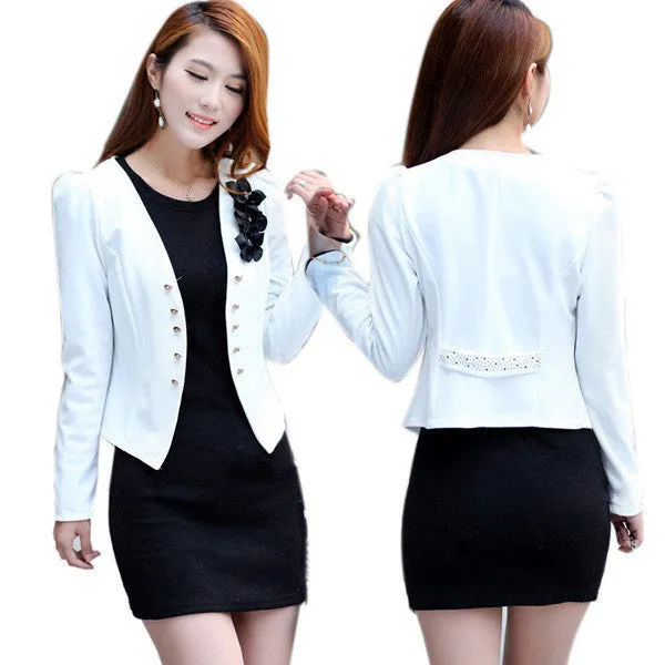 Office Fashion Women Lady Tops Slim Suit OL Blazer Flower Short Coat Jacket