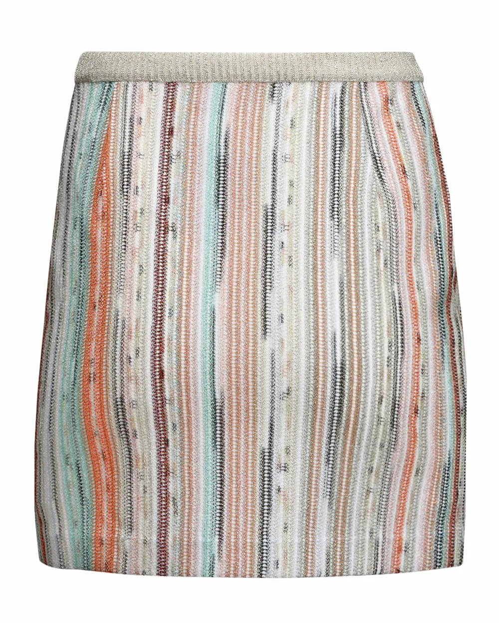Orange and Grey Stripe Lamé Mini Skirt