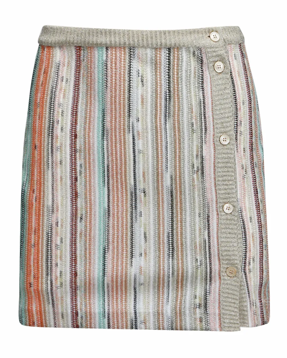 Orange and Grey Stripe Lamé Mini Skirt