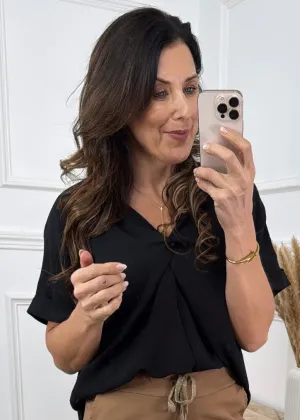 Orianna Black Twist Front Blouse