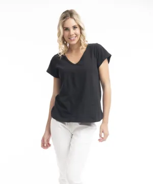 Orientique Basic T Shirt In Black   White   Coral