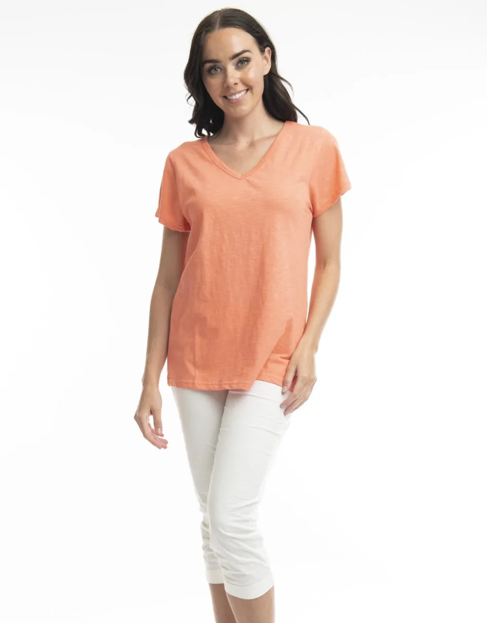 Orientique Basic T Shirt In Black   White   Coral