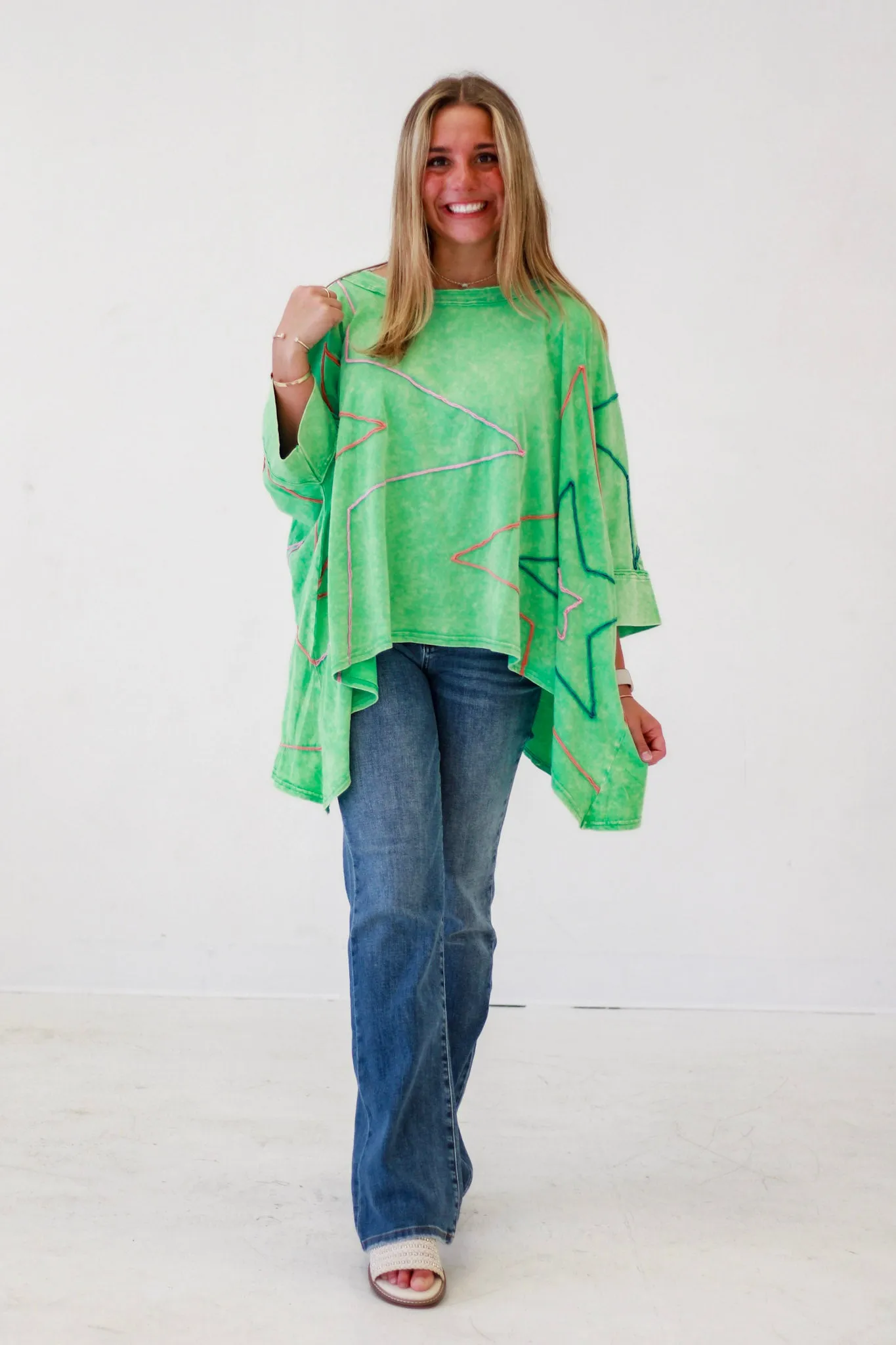 Over the Rainbow Star Top by Oli & Hali in Apple Green