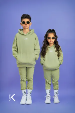 Oversized Hoodie & Tapered Skinny Joggers Set in Earth Green
