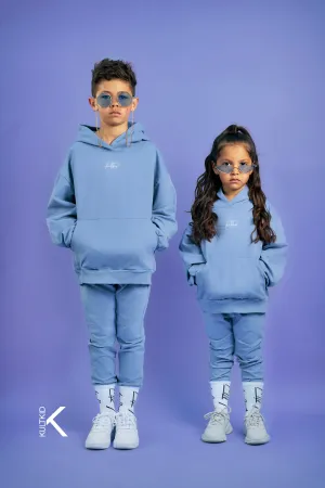 Oversized Hoodie & Tapered Skinny Joggers Set in Ocean Blue