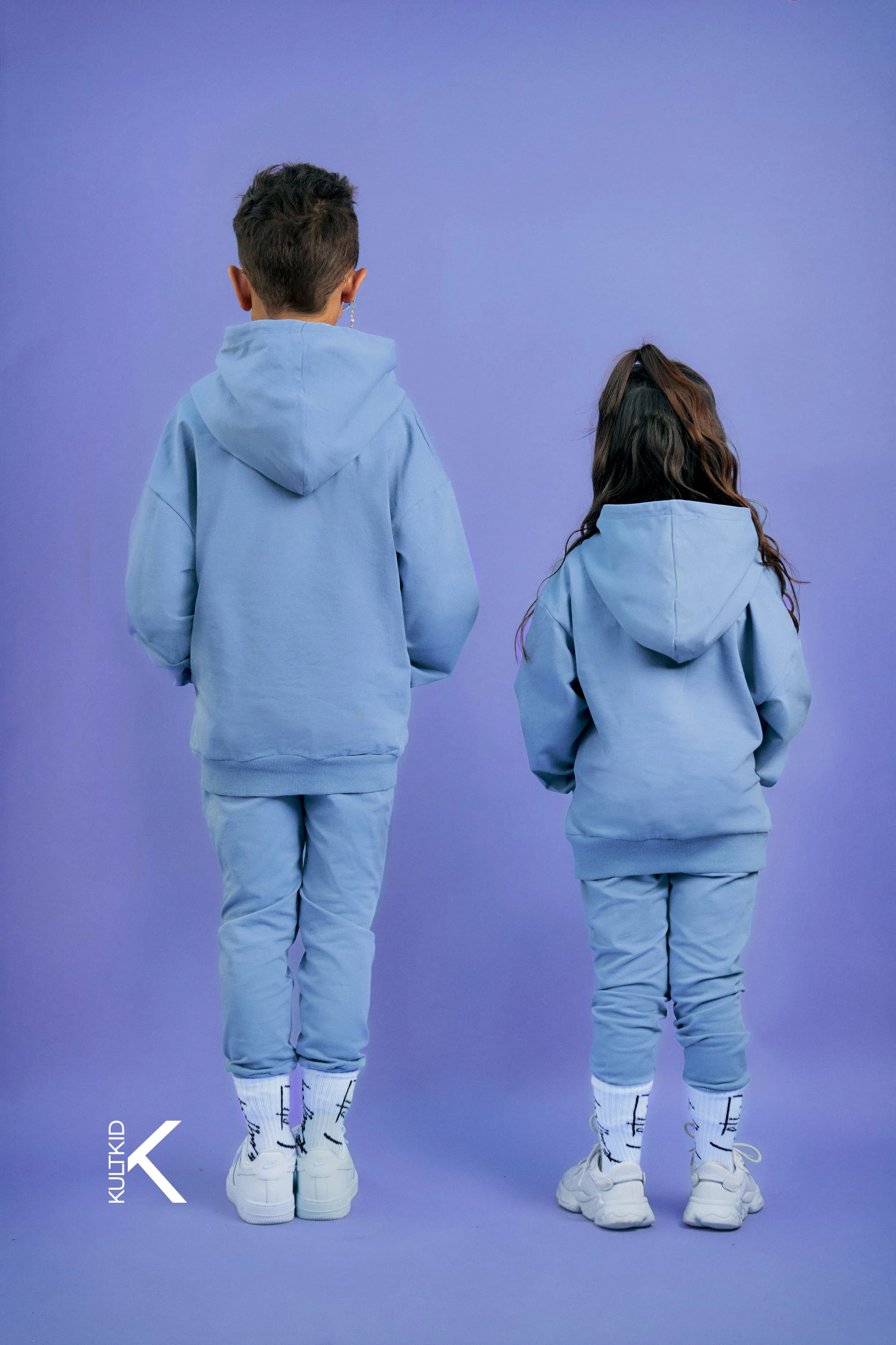 Oversized Hoodie & Tapered Skinny Joggers Set in Ocean Blue