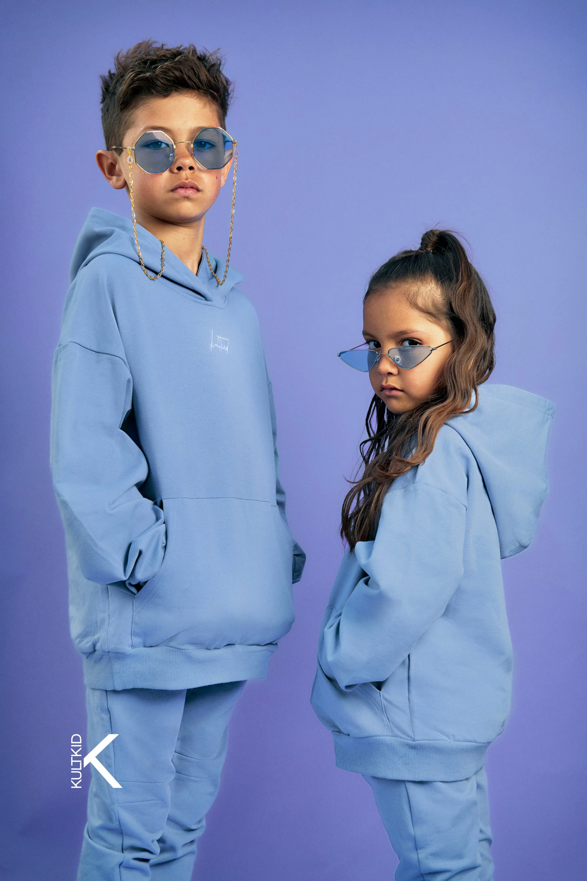 Oversized Hoodie & Tapered Skinny Joggers Set in Ocean Blue