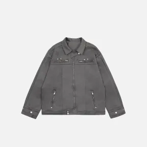 Oversized Zip-Up Denim Jacket for Y2K Streetwear Style