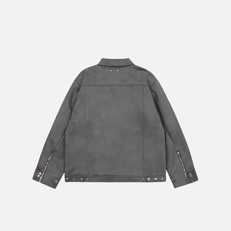 Oversized Zip-Up Denim Jacket for Y2K Streetwear Style