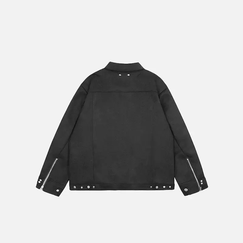 Oversized Zip-Up Denim Jacket for Y2K Streetwear Style