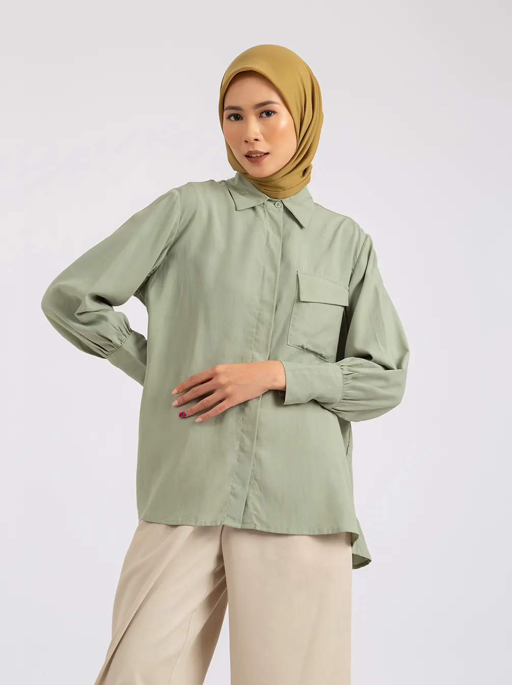 OVY TOP PLAIN SAGE