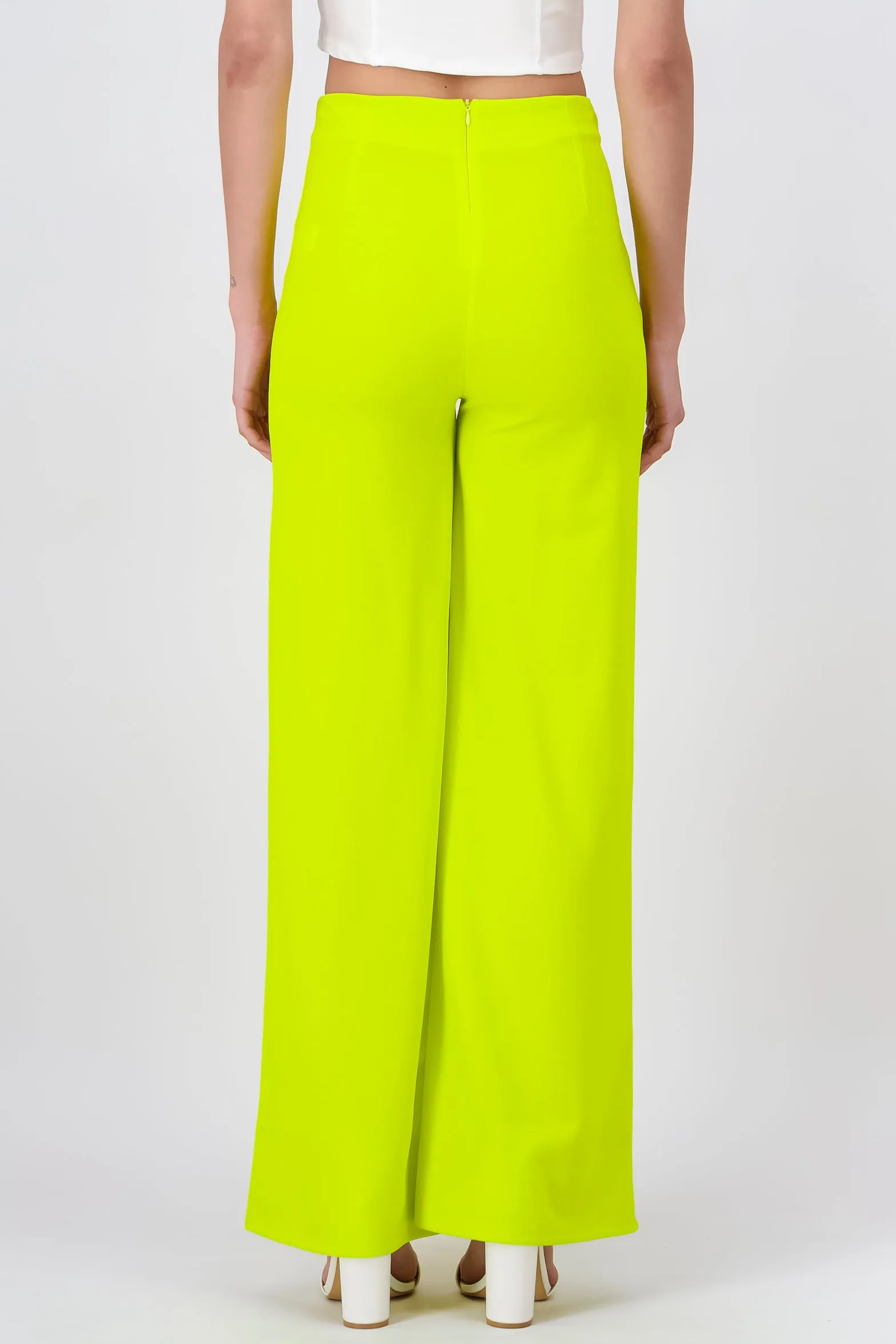 Pantalón Wide Leg Cintura Alta Costuras