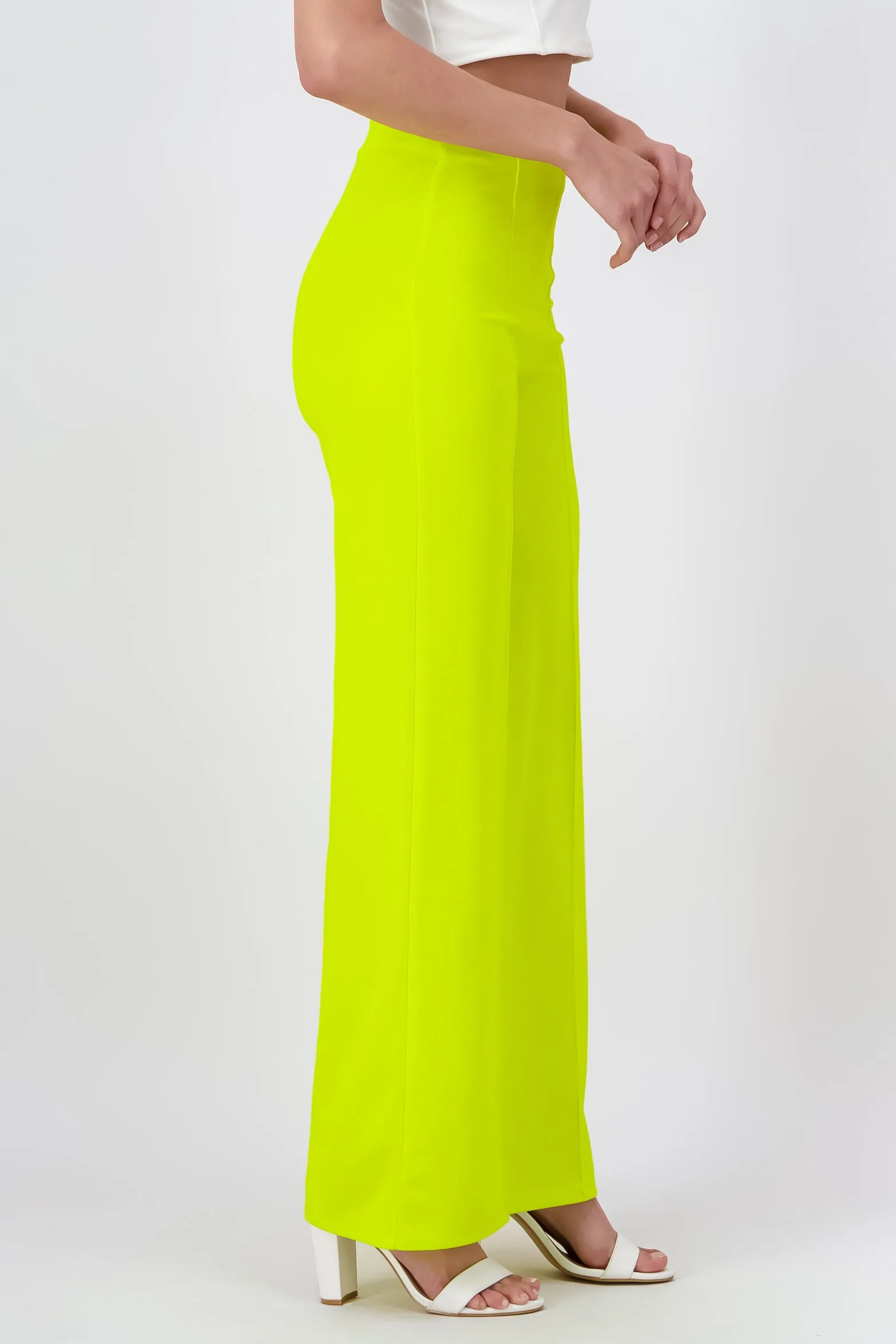 Pantalón Wide Leg Cintura Alta Costuras
