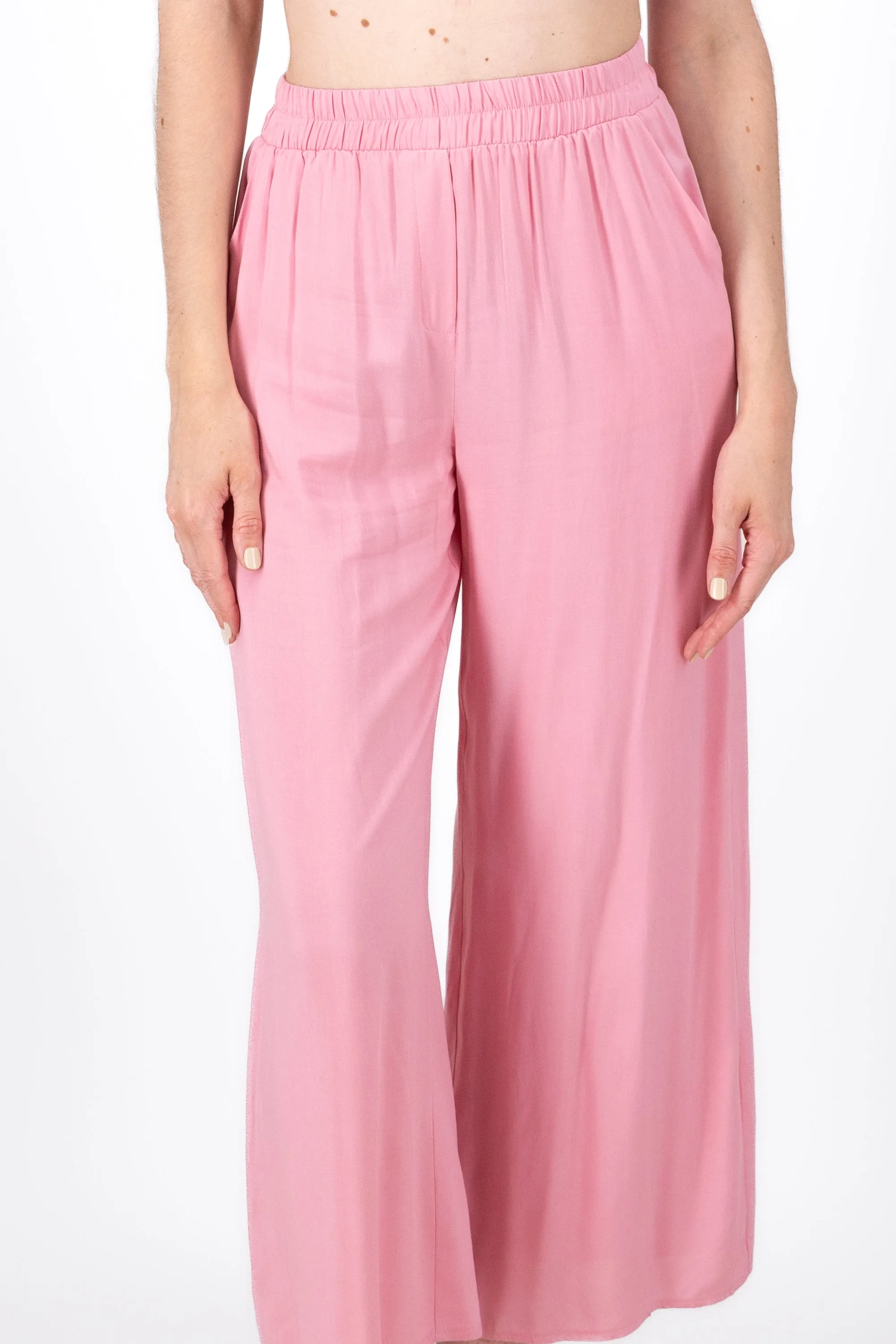 Pantalón Wide Leg Cintura Alta Fruncida
