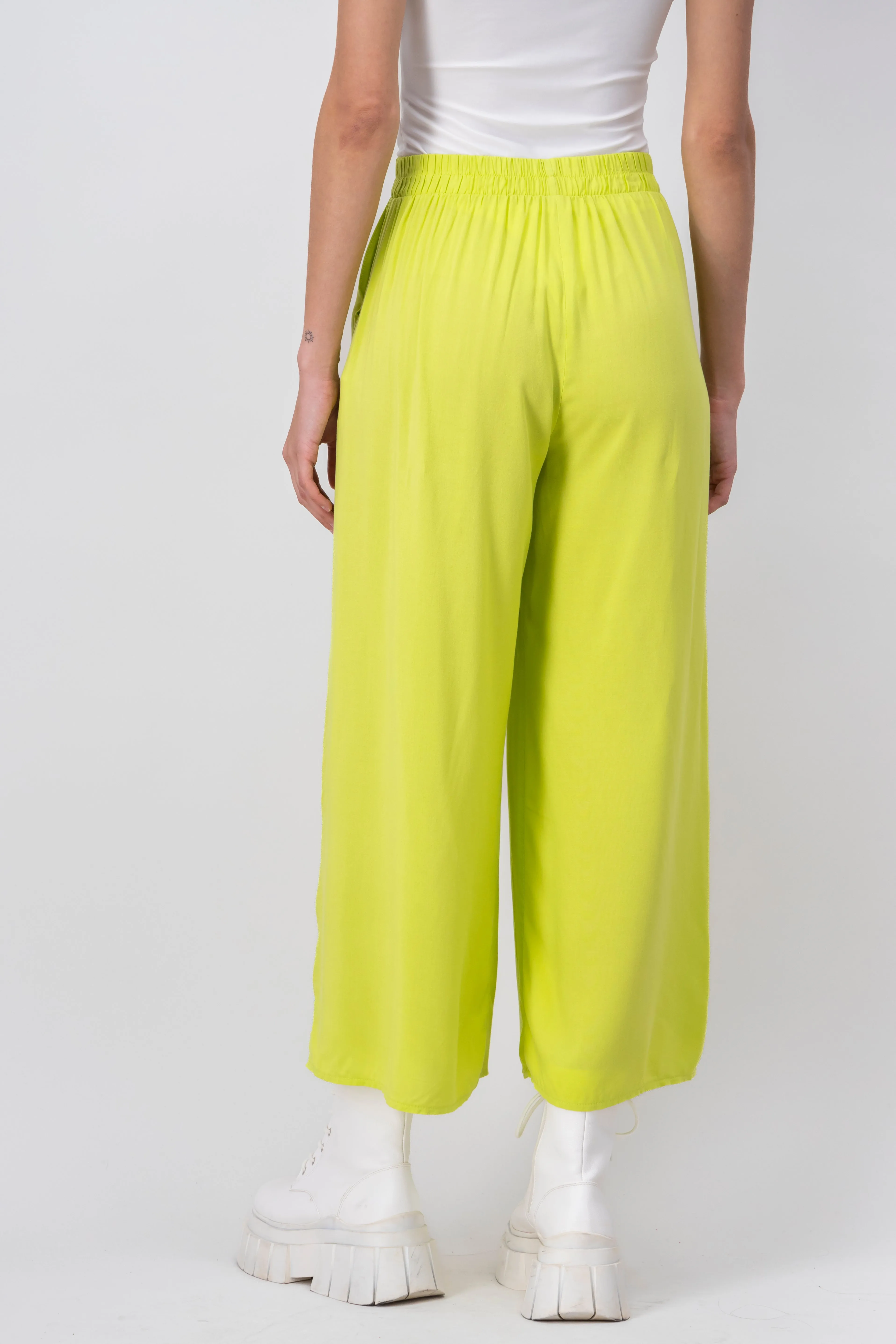Pantalón Wide Leg Cintura Alta Fruncida
