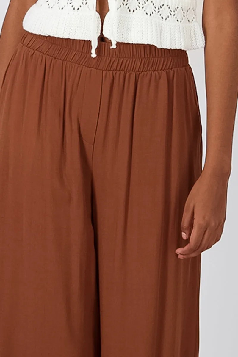 Pantalón Wide Leg Cintura Alta Fruncida