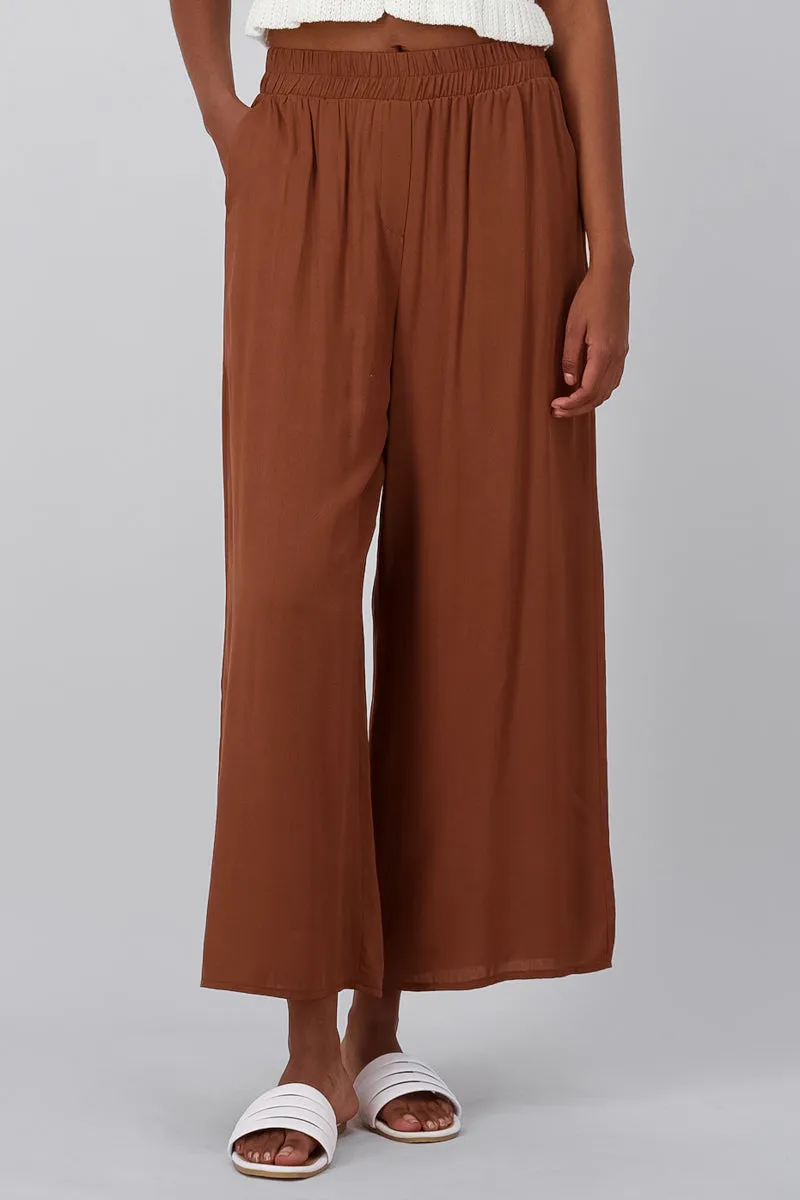 Pantalón Wide Leg Cintura Alta Fruncida