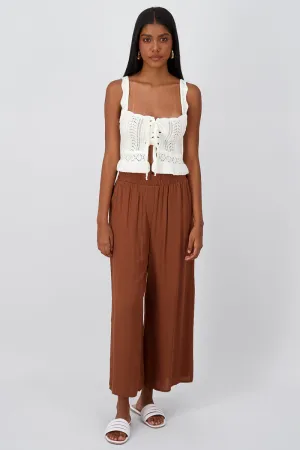 Pantalón Wide Leg Cintura Alta Fruncida