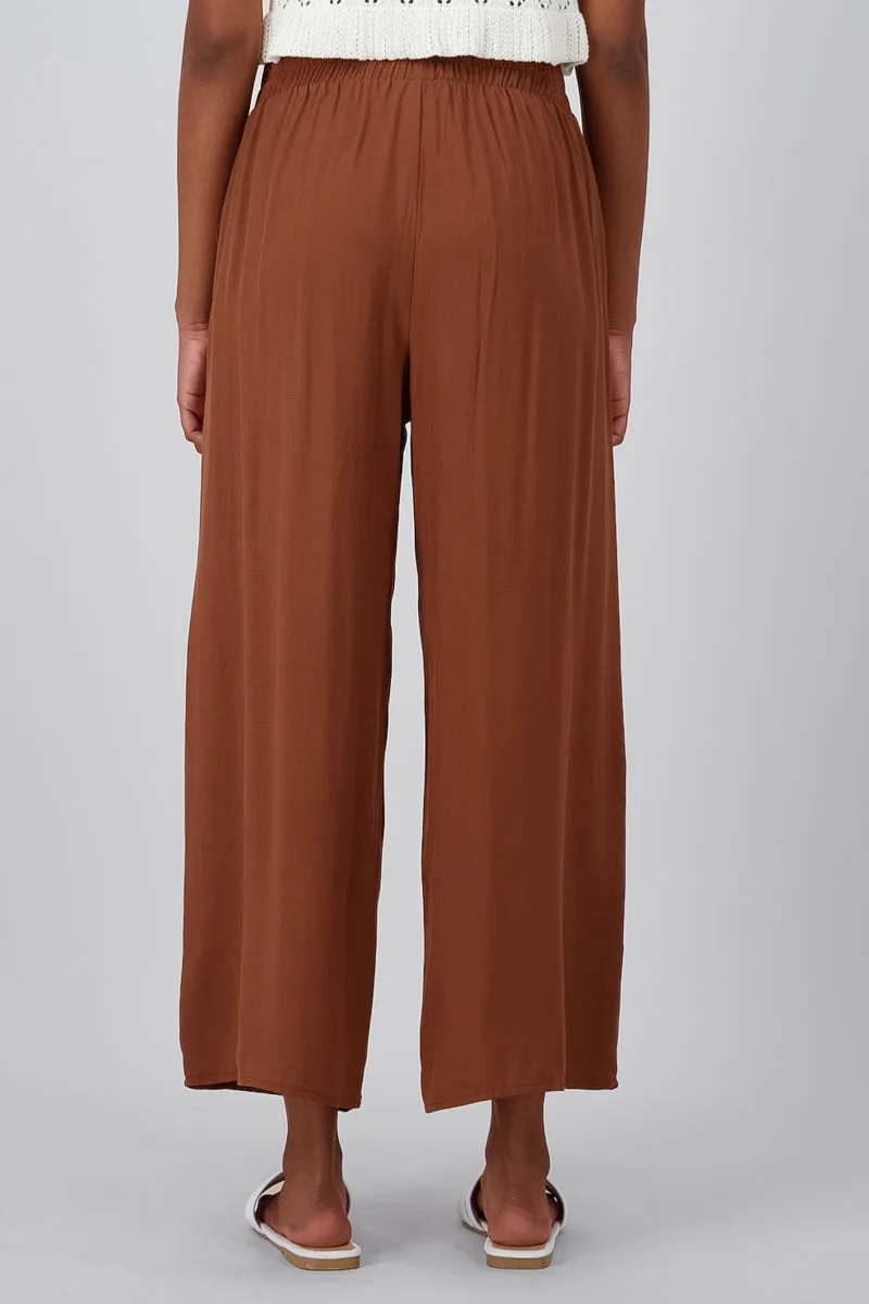 Pantalón Wide Leg Cintura Alta Fruncida