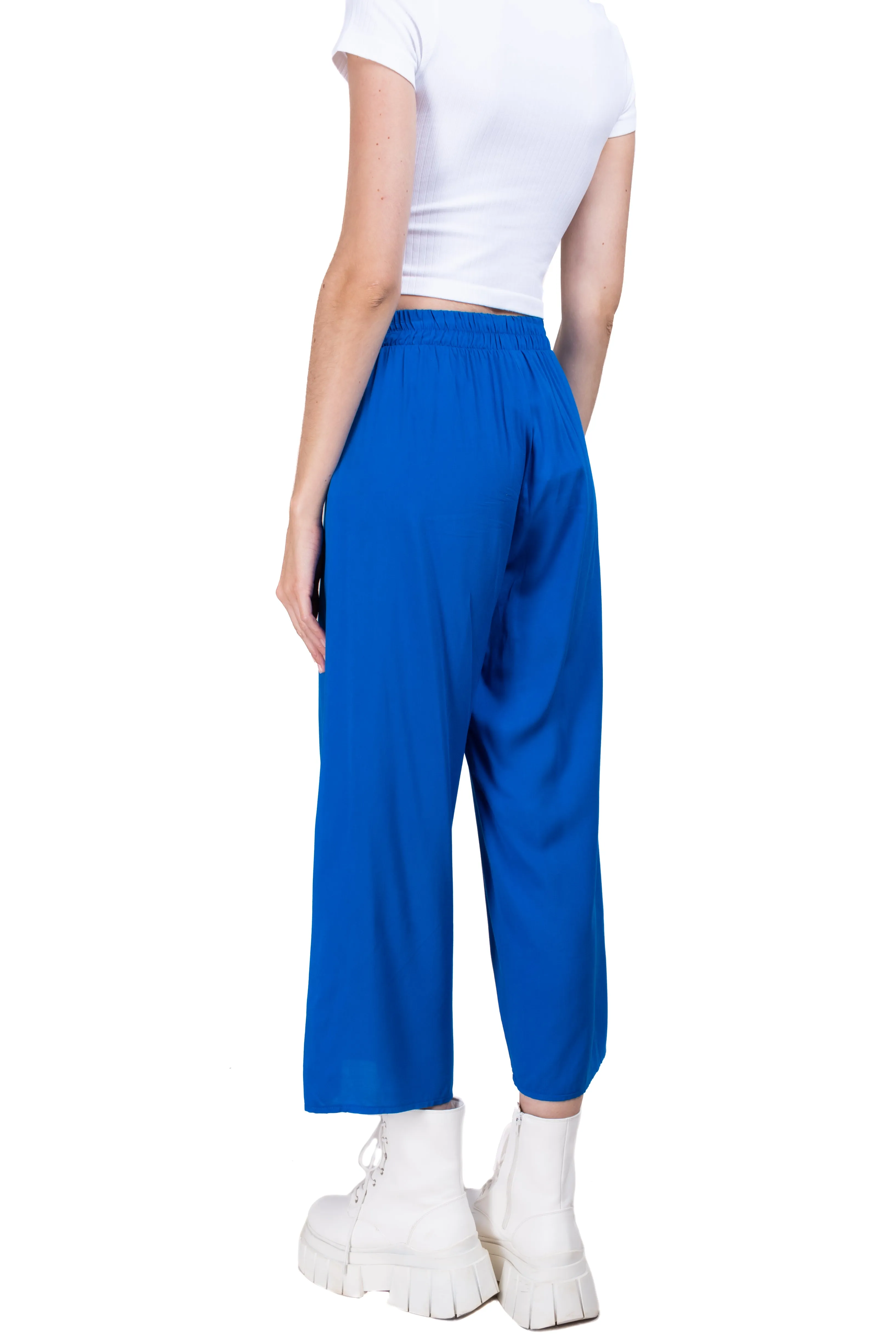 Pantalón Wide Leg Cintura Alta Fruncida