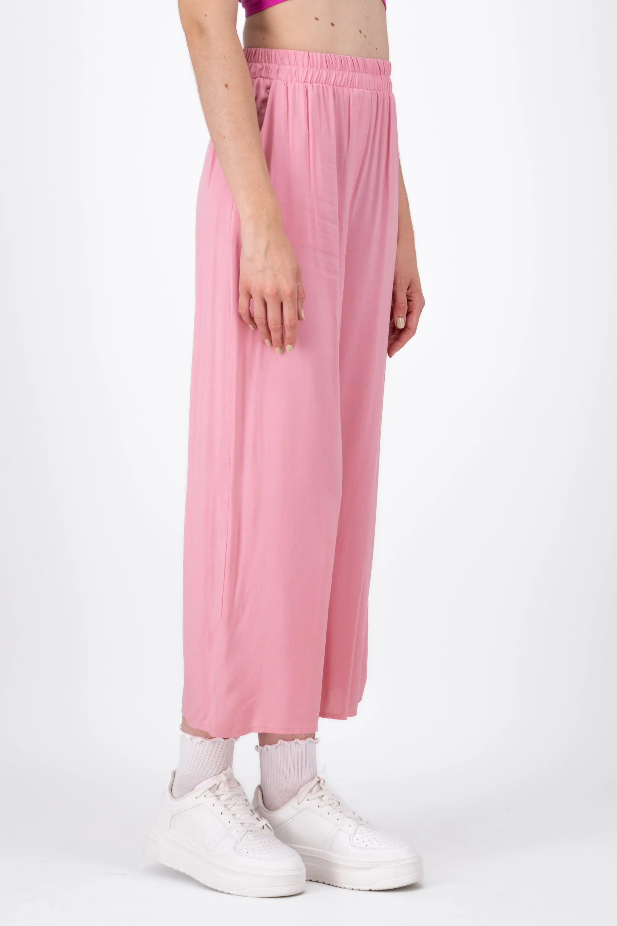 Pantalón Wide Leg Cintura Alta Fruncida