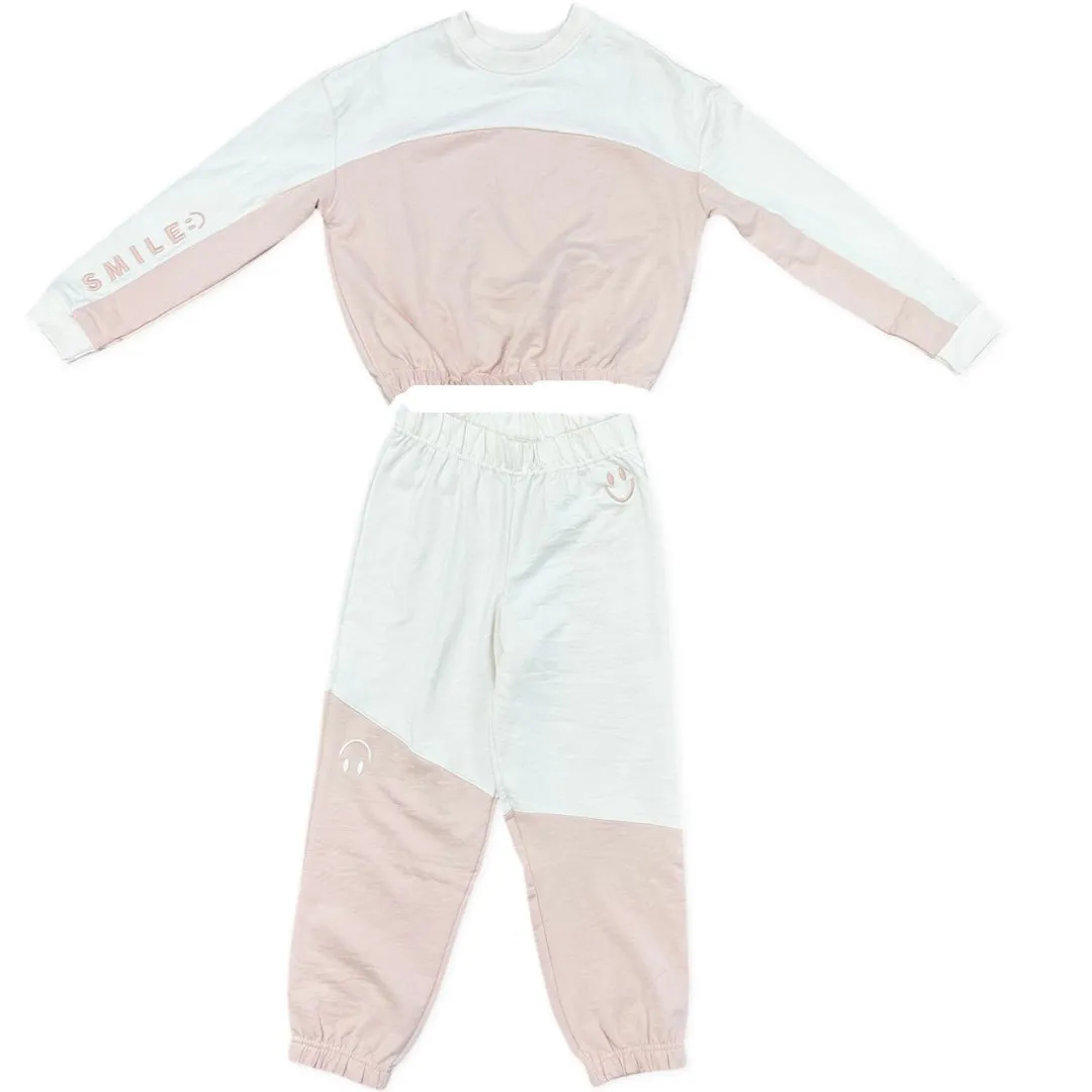 Paper Flower Smile Color Block Pants