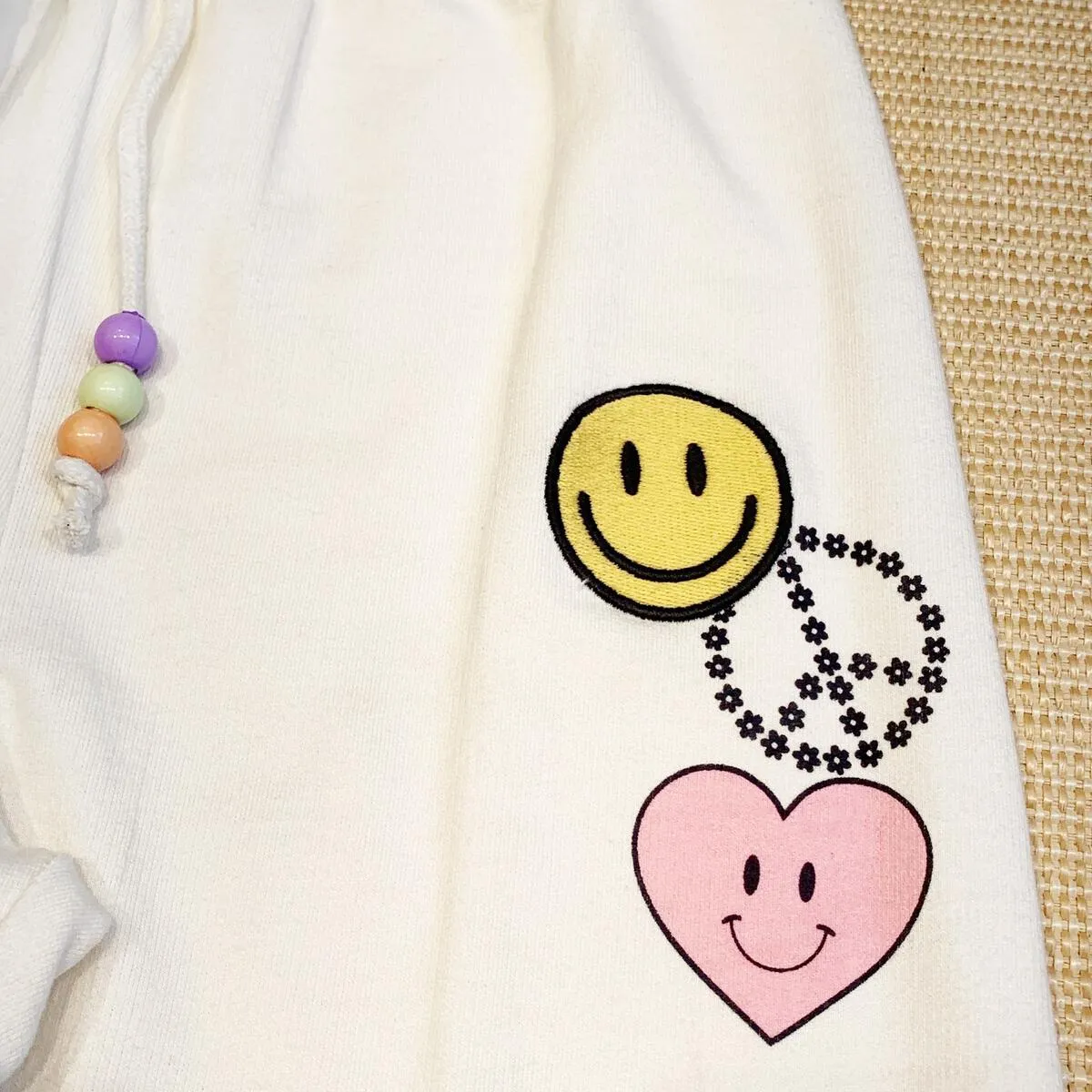 Paper Flower Think Happy Thoughts Pants
