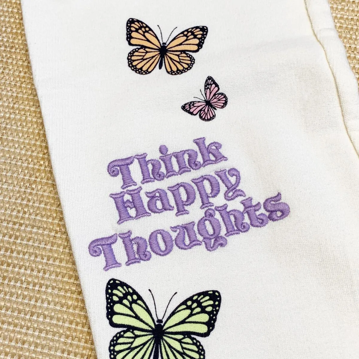 Paper Flower Think Happy Thoughts Pants