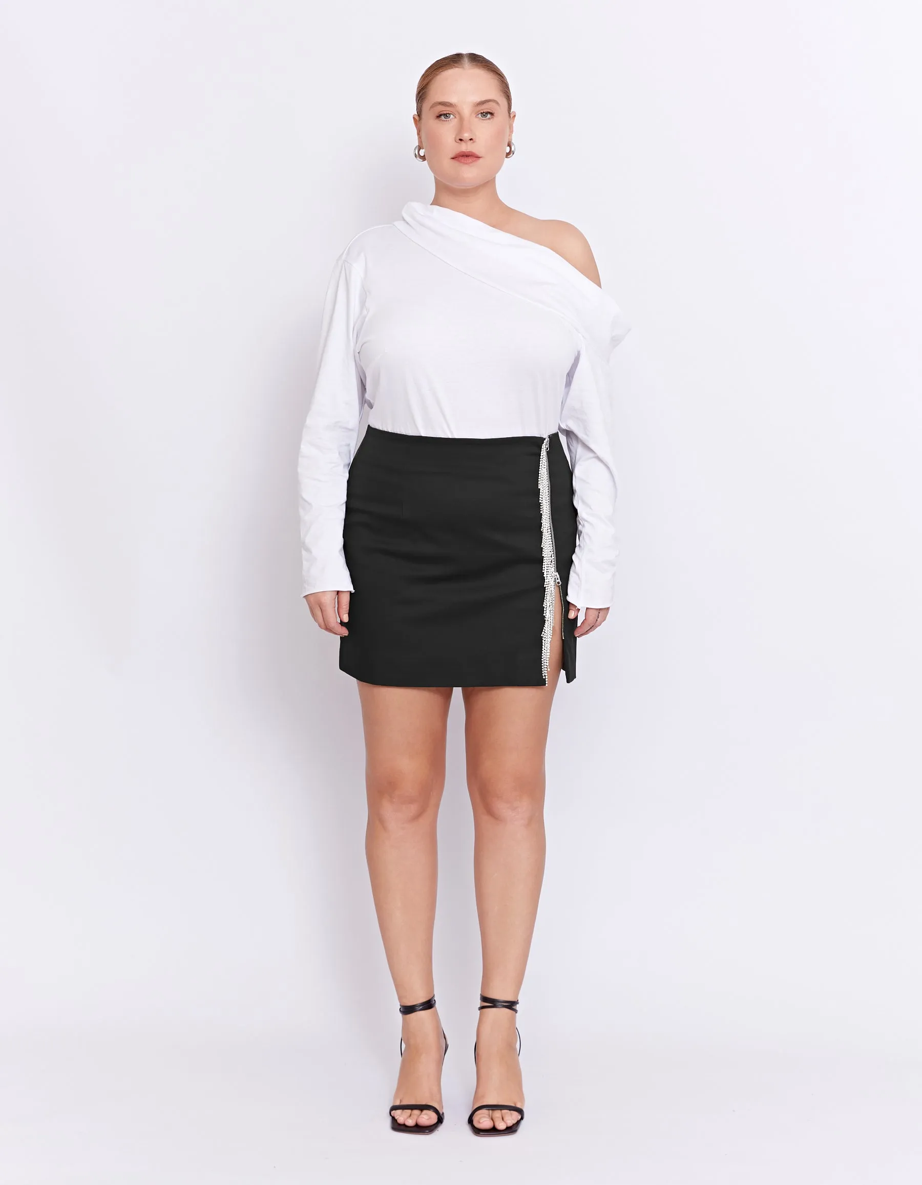 PARKS RHINESTONE SKIRT | BLACK