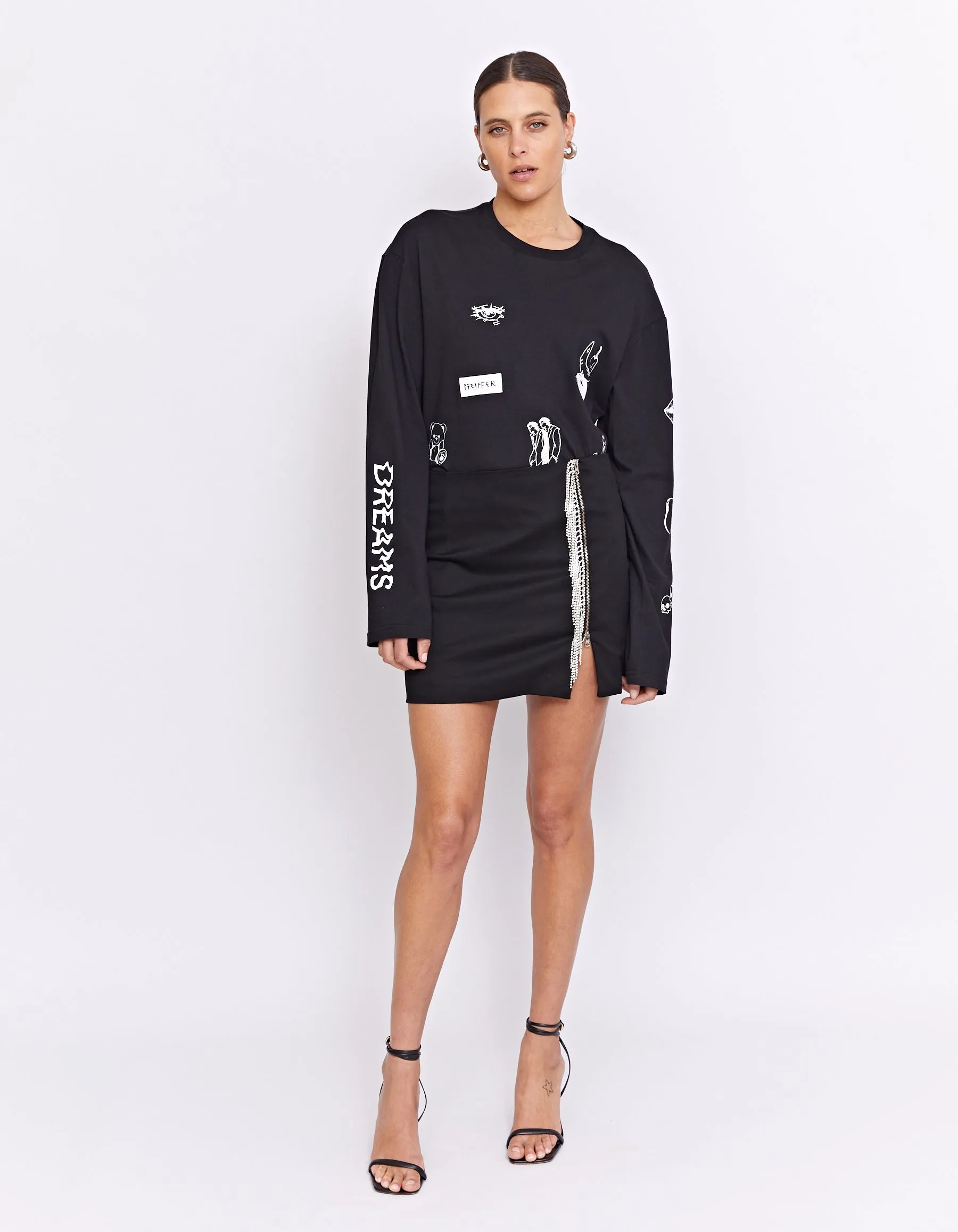 PARKS RHINESTONE SKIRT | BLACK