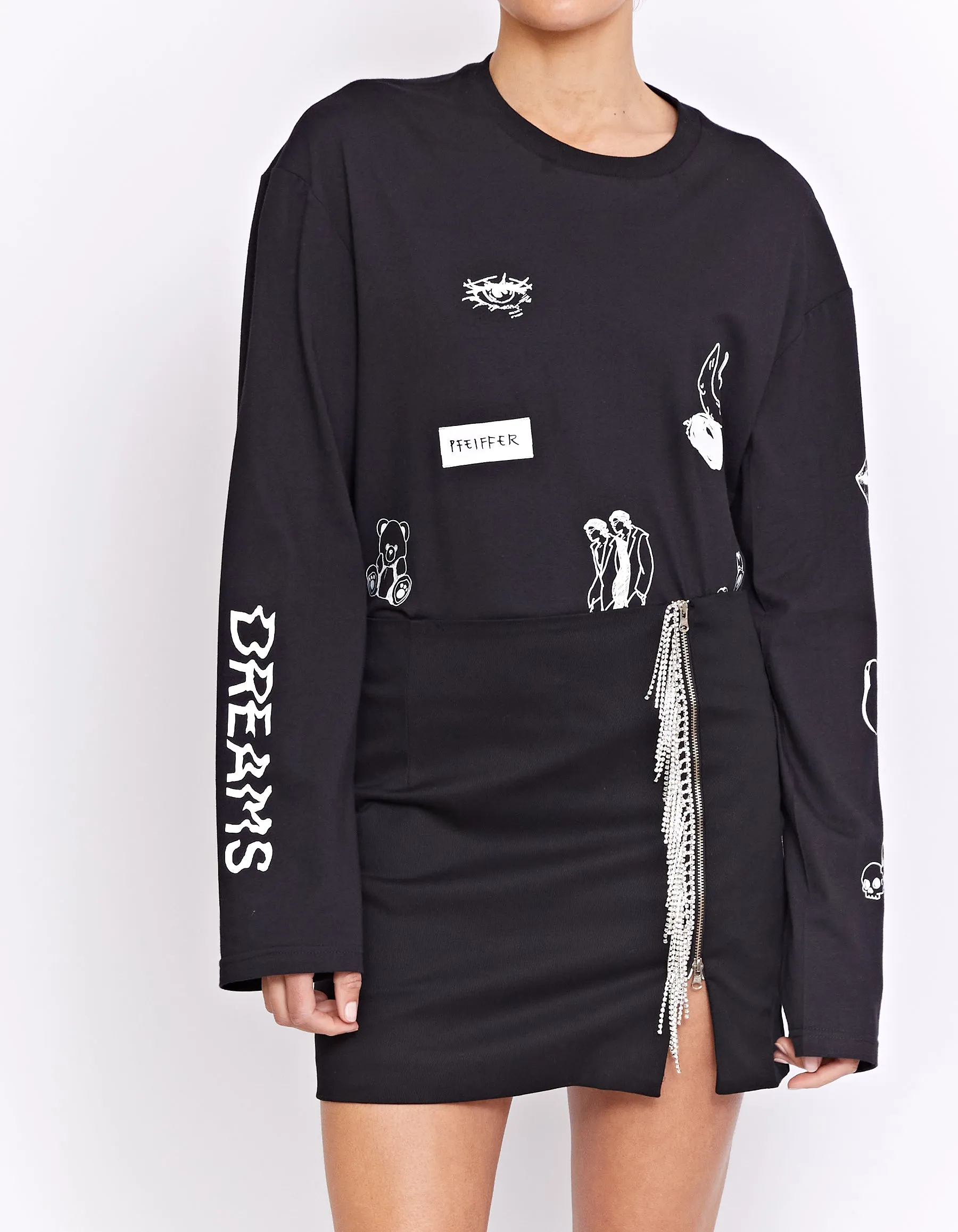 PARKS RHINESTONE SKIRT | BLACK