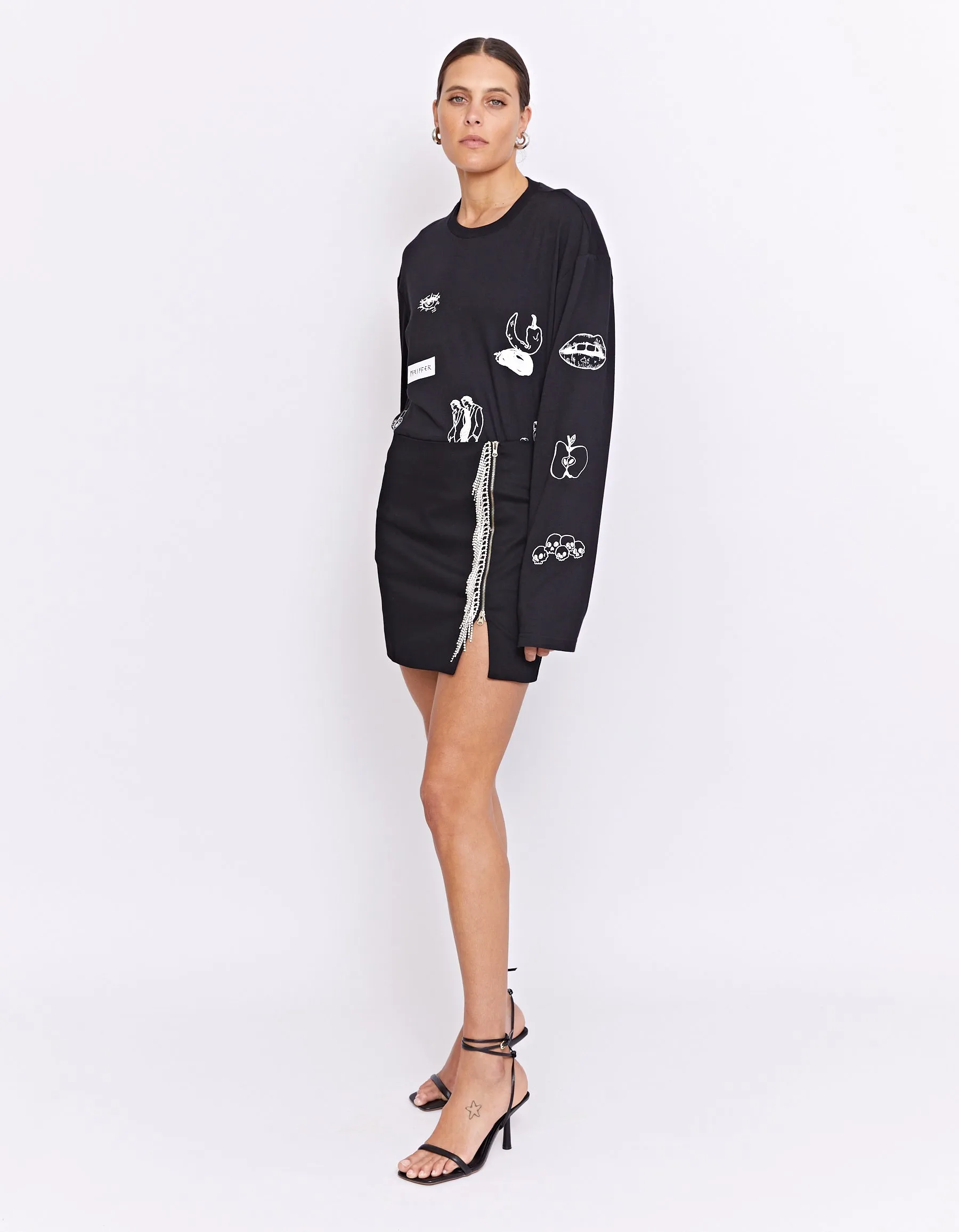 PARKS RHINESTONE SKIRT | BLACK