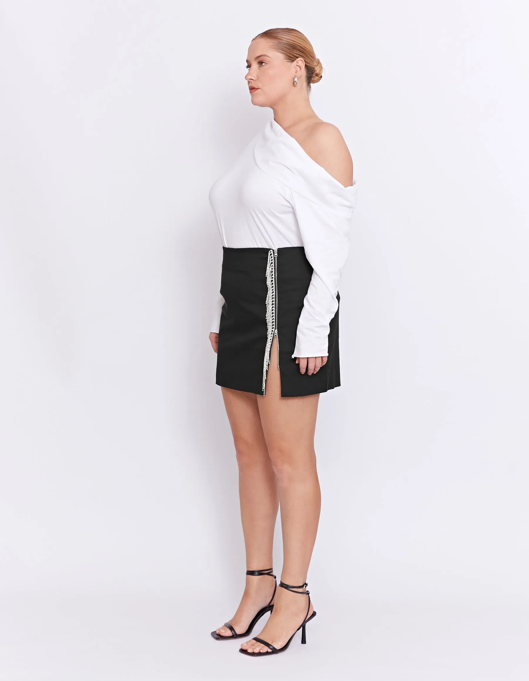 PARKS RHINESTONE SKIRT | BLACK