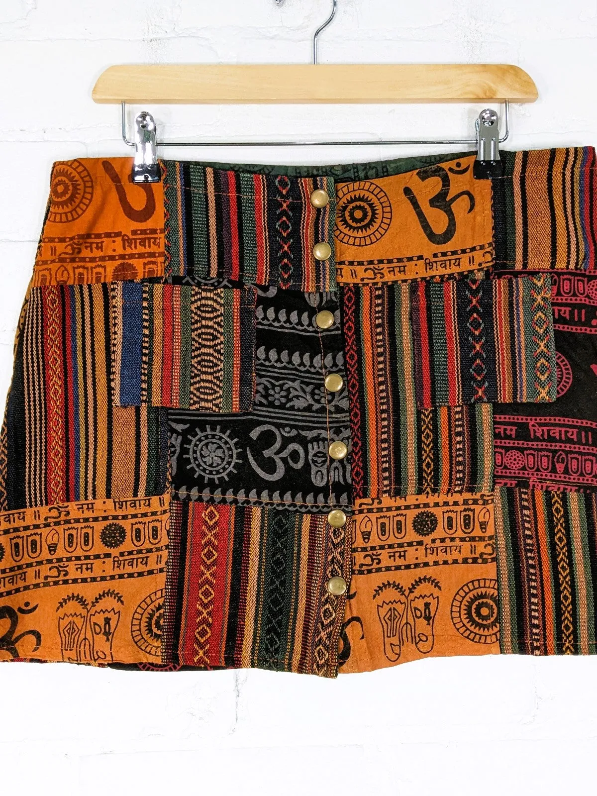 Patchwork Mini Skirt Rust